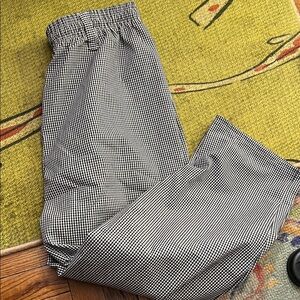 NWOT Black and White Checkered cook/chef  Pants size: L